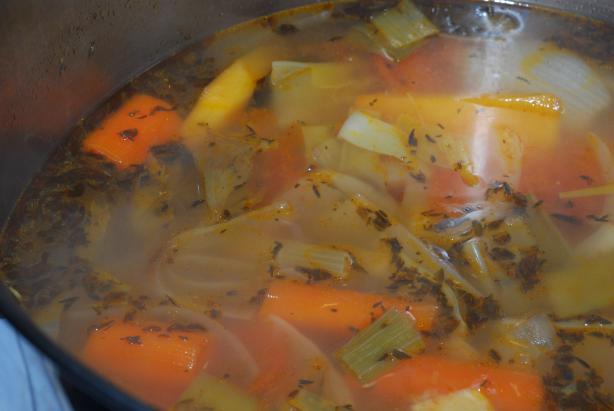 Roasted Vegetable Stock. Photo by Katzen