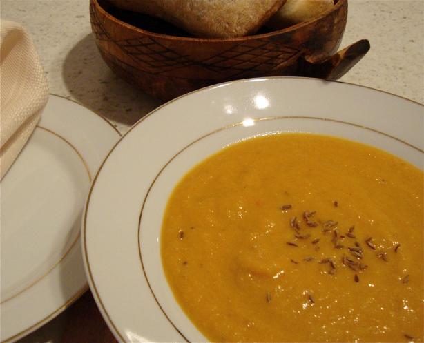 Spiced Carrot and Lentil Soup. Photo by JoyfulCook