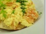 Smoked Salmon Scrambled Eggs and Chives on Pancakes