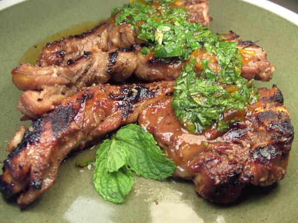 Grilled Lamb Shoulder Chops With Fresh Mint Sauce. Photo by JustJanS