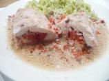 Ham Stuffed Chicken Breast on Savoury Rice