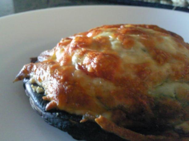 Bacon & Mozzarella Topped Portabella Mushroom With Pesto. Photo by Coasty