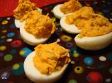 Buffalo Chicken Deviled Eggs (Aka Buffalo Horns)