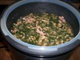 Pressure Cooker Ham and Beans With Spinach
