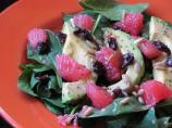 Red Grapefruit, Avocado and Pomegranate Spinach Salad