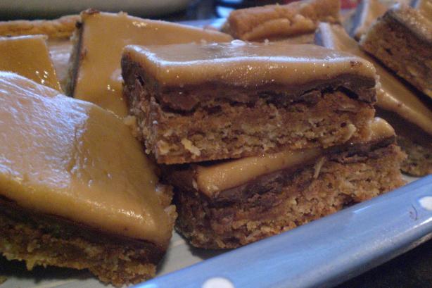 Peanut Butter Oatmeal Chocolate Bars. Photo by Rollin in the Dough!
