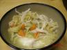 Chicken Noodle Soup over Mashed Potatoes