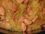 Delicious kielbasa and sauerkraut