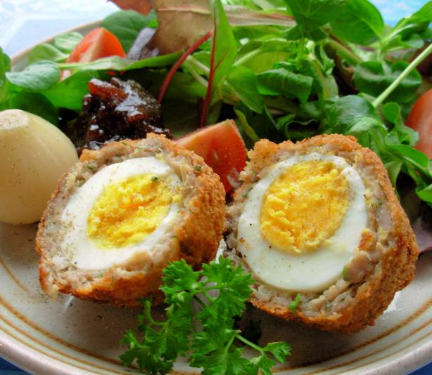 Picnic Time! Authentic Scotch Eggs with Sausage and Sage for Herbs on