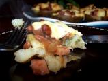 Potato Skins Filled With Ham, Baked Beans and Cheese