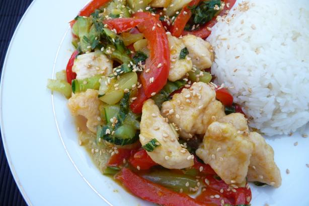 Orange-Sesame Chicken & Vegetable Stir Fry. Photo by Tea Jenny