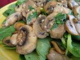 Sauteed Mushrooms on Red Wine Vinaigrette Spinach Salad