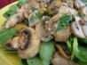 Sauteed Mushrooms on Red Wine Vinaigrette Spinach Salad. Recipe by Ann Marie F