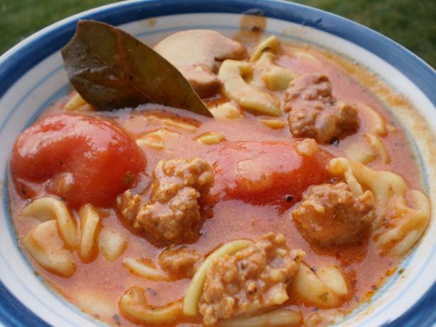 Italian Sausage Crockpot Soup. Photo by amyjorom