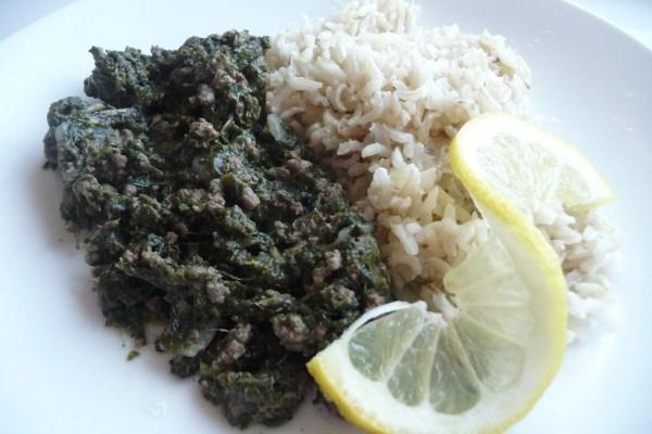 Lina's Awesome Lebanese Spinach, Beef & Rice!. Photo by Tea Jenny