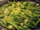 Leeks With Sugar Snap Peas. Photo by dicentra
