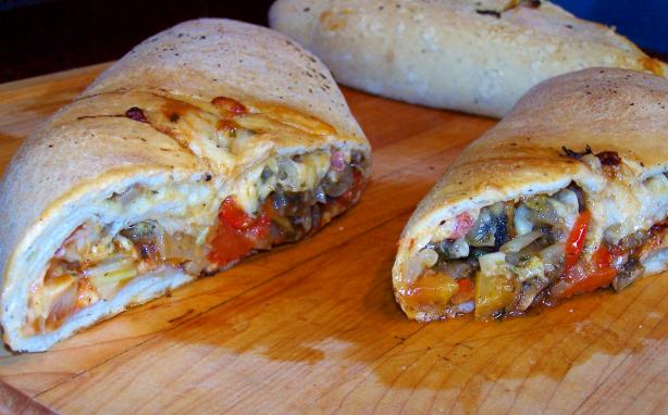 Stromboli With Prosciutto, Peppers, Onions, Garlic & Shrooms. Photo by Rita~