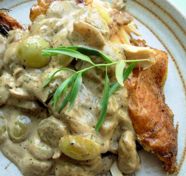 Crispy Roast Chicken With Riesling, Grapes and Tarragon. Photo by French Tart