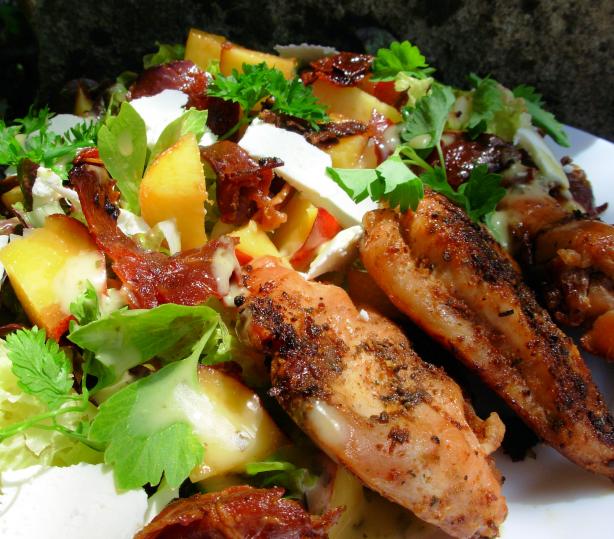 Lemon and Herb Chicken With Peach and Prosciutto Salad. Photo by French Tart