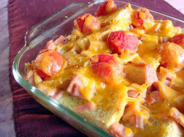 Bread & Butter Bake With Tomato & Ham. Photo by Lori Mama