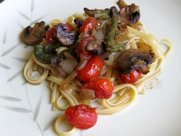 Roasted Vegetable Linguine With Torn Fresh Basil. Photo by danakscully64