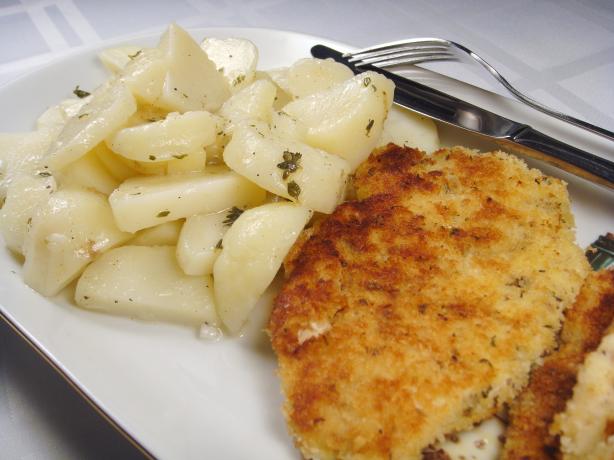 Chicken Schnitzel With Warm Potato Salad. Photo by Lori Mama