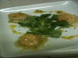 Seared Scallops With Melted Leeks and Pistachio Vinaigrette. Photo by Spice Boy