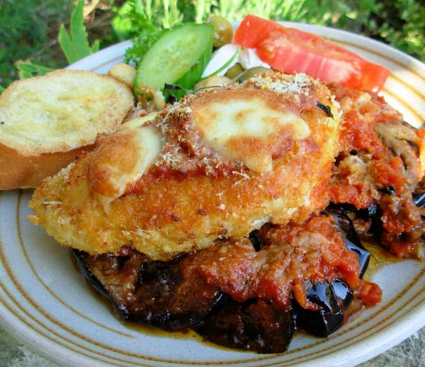 Oven Baked Chicken and Aubergine (Egg Plant) Parmigiana Oven Baked Chicken and Aubergine (Egg Plant) Parmigiana
