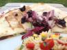 Grilled Quesadillas With Feta, Spinach, and Olive-Lemon Relish. Recipe by Dr. Jenny