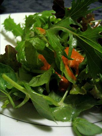 Mixed Greens with Tomato-Ginger Dressing. Photo by Missy Wombat