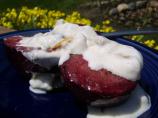 Grilled Plums With Spiced Walnut Yogurt Sauce