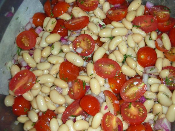Dilled White Bean and Grape Tomato Salad. Photo by JackieOhNo!