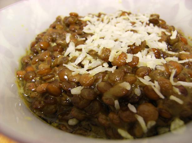 Quick & Easy Coconut Brown Lentils (Vegan). Photo by Lalaloula
