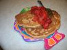Whole Wheat Pancakes With Strawberry Rhubarb Compote. Recipe by Boomette