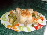 Chicken in a Pot With Leeks, Spring Onions, and Turnips