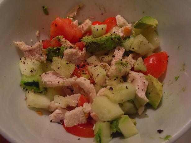 Chicken, Potato and Avocado salad. Photo by katew