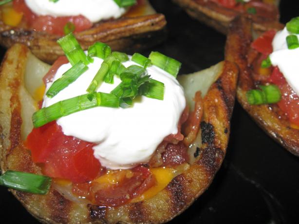 Paula Deen's Grilled Potato Skins. Photo by threeovens