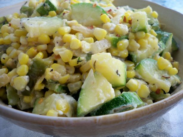 Creamy Corned Zucchini and Peppers. Photo by *Parsley*