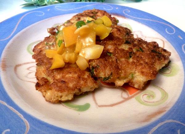 Shrimp Corn Cakes With Citrus Chile Salsa. Photo by momaphet