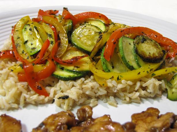 Easy Brown Rice With Peppers and Zucchini. Photo by loof