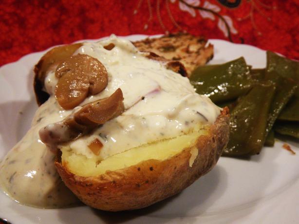 Stroganoff Stuffed Potatoes (Meatless). Photo by awalde