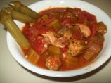 'tomokra' (Stewed Tomatoes and Okra)