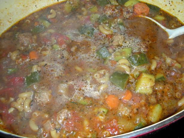 Italian Sausage and Eggplant Soup. Photo by JackieOhNo!