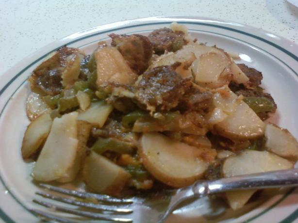 Italian Sausage With Potatoes, Onions, and Peppers. Photo by Koffeefreak