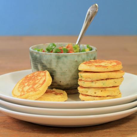 Jalapeno Corn Cakes With Avocado Salsa. Photo by spicyperspective