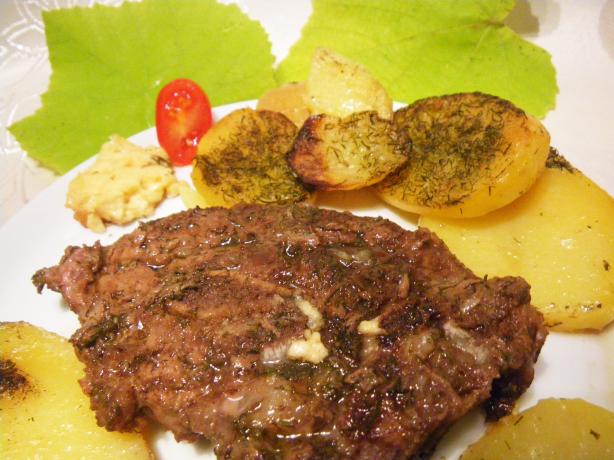 Mastelo (Lamb in Oven With Wine and Dill) With Potatoes. Photo by awalde