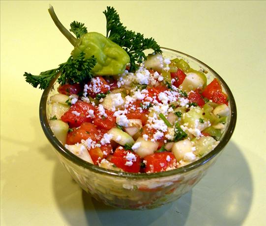 Moldovan Tomato, Cucumber & Pepper Salad. Photo by Mercy