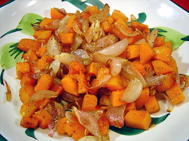 Roasted Butternut Squash and Shallots. Photo by Sue Lau