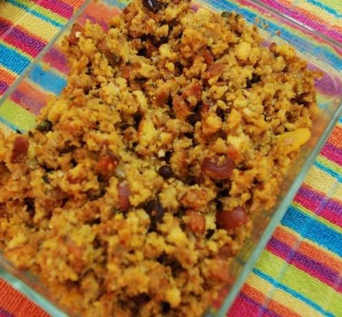 Sausage-Pumpkin Cornbread Stuffing. Photo by WizzyTheStick