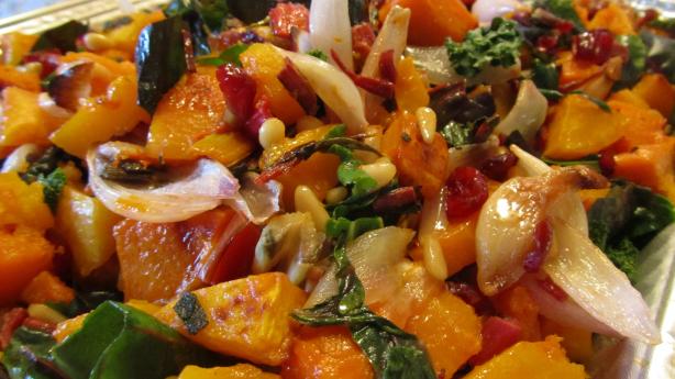 Roasted Butternut Squash, With Swiss Chard or Spinach. Photo by Rita~
